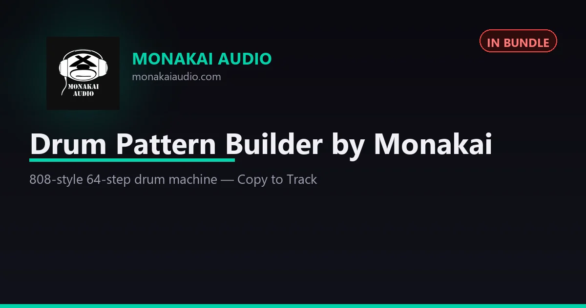 Drum Pattern Builder by Monakai VST3 plugin interface for Windows