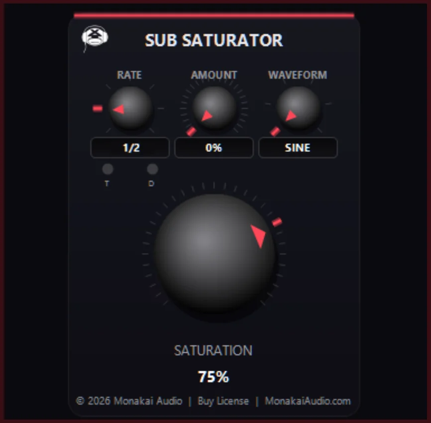 SubSaturator by Monakai VST3 sub bass saturation plugin interface
