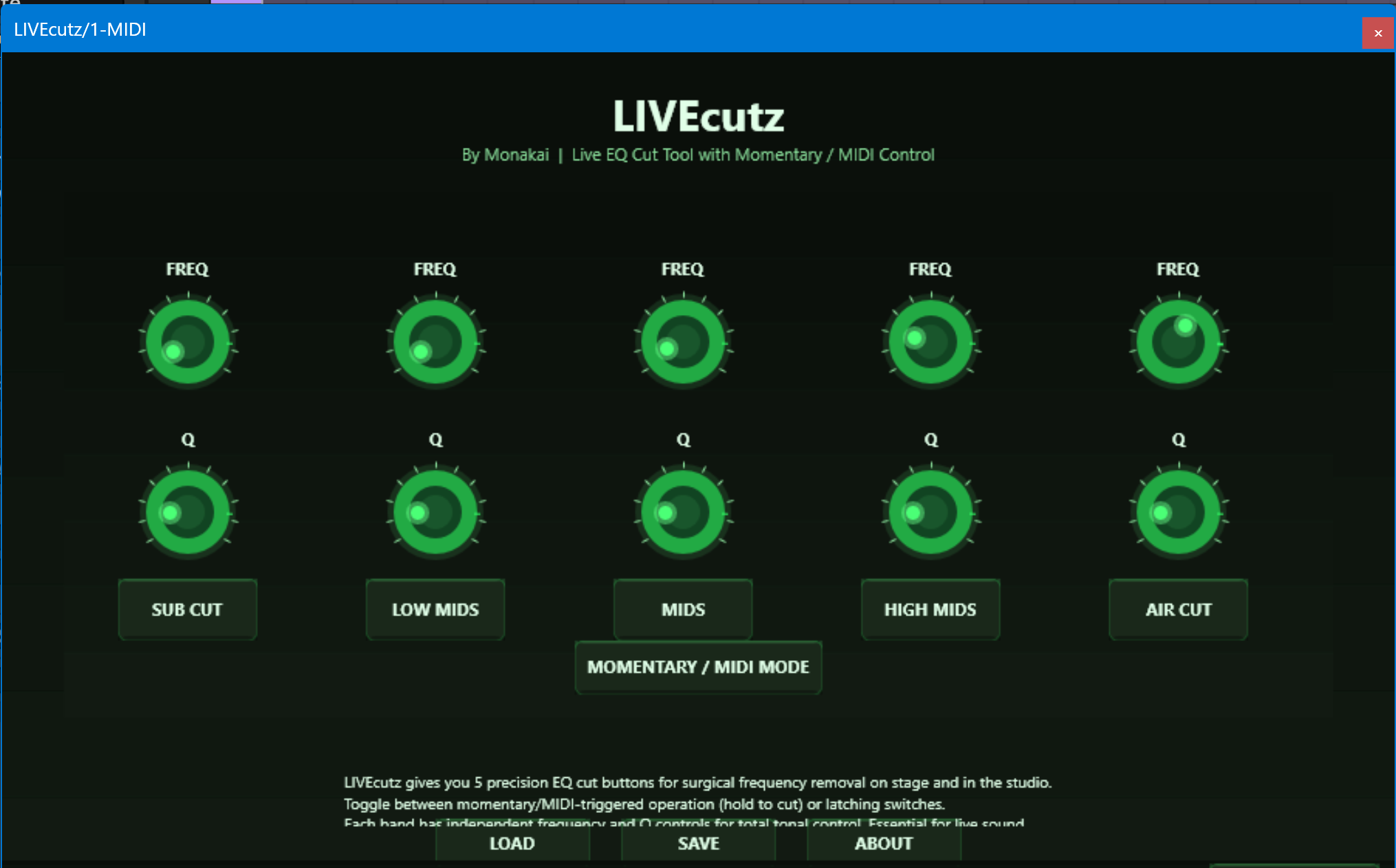 LiveCutz VST3 plugin interface for Windows