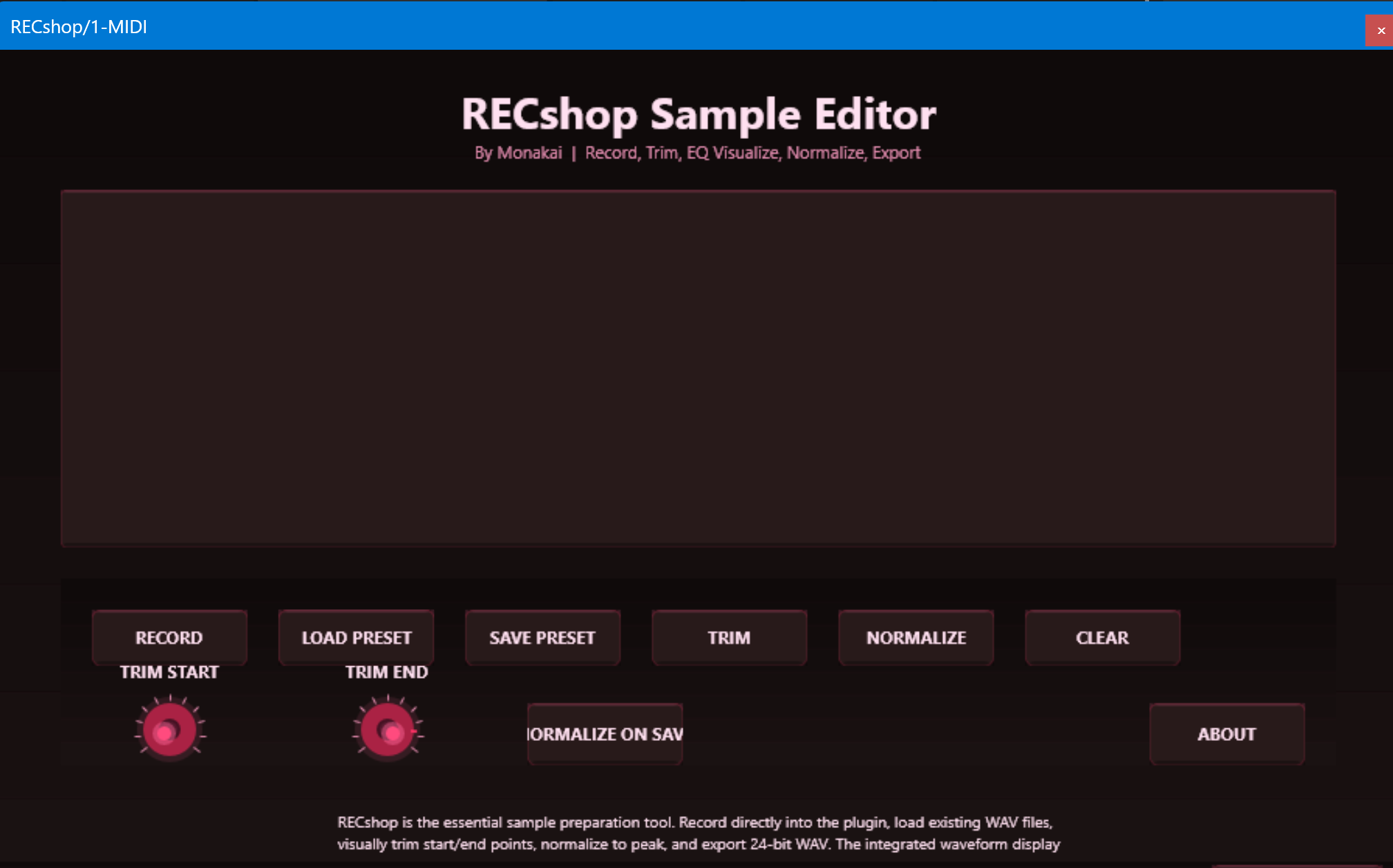 RecShop VST3 plugin interface for Windows